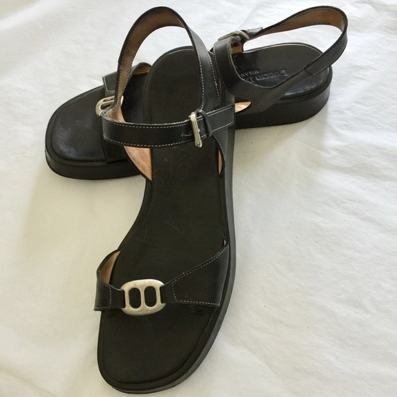 Duccio del Duca Shoes - Duccio del Duca Black Leather Sandals